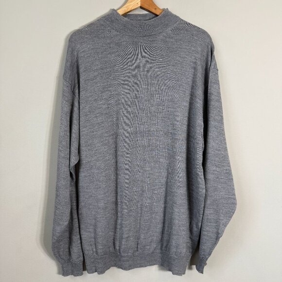 NWOT Giglio Rosso Wool Mock Neck Sweater Pullover Men's XXL Gray Italian Casual - Picture 4 of 12